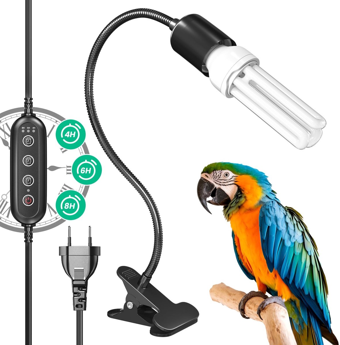 Verlichtingsset voor Vogels - Inclusief Timer en Clamp Lamp