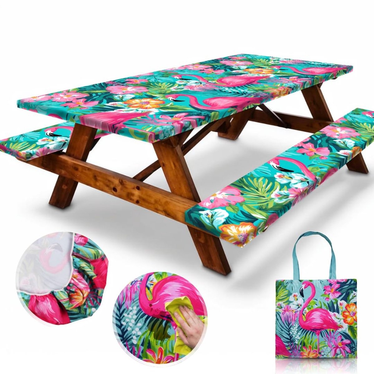 Picknicktafel afdekhoes - Waterdicht - Flamingo Paradise