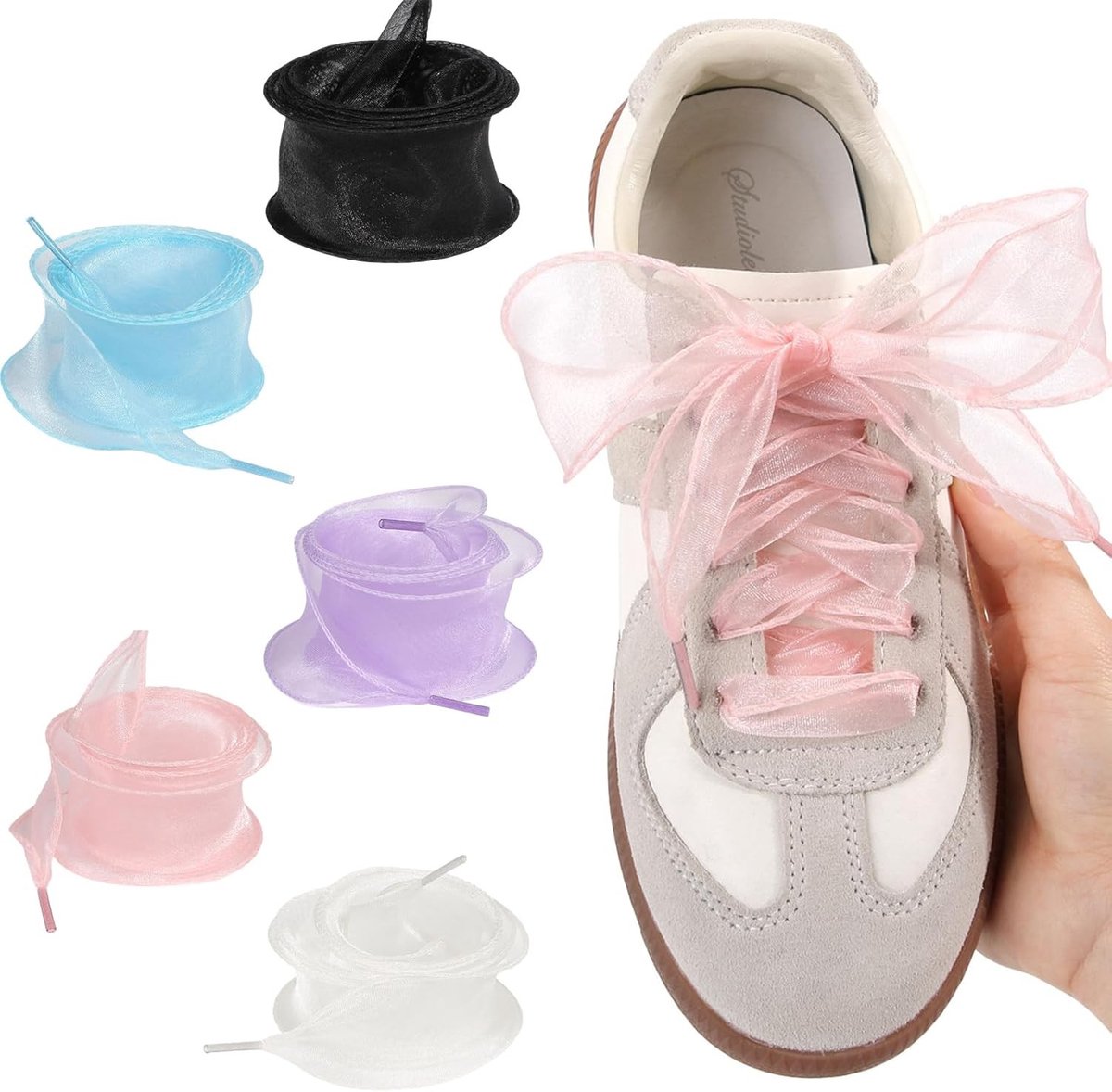Vijf paar platte polyester veters van 120 cm voor sport- en vrijetijdsschoenen in vijf kleuren, ideaal voor sneakers en laarzen