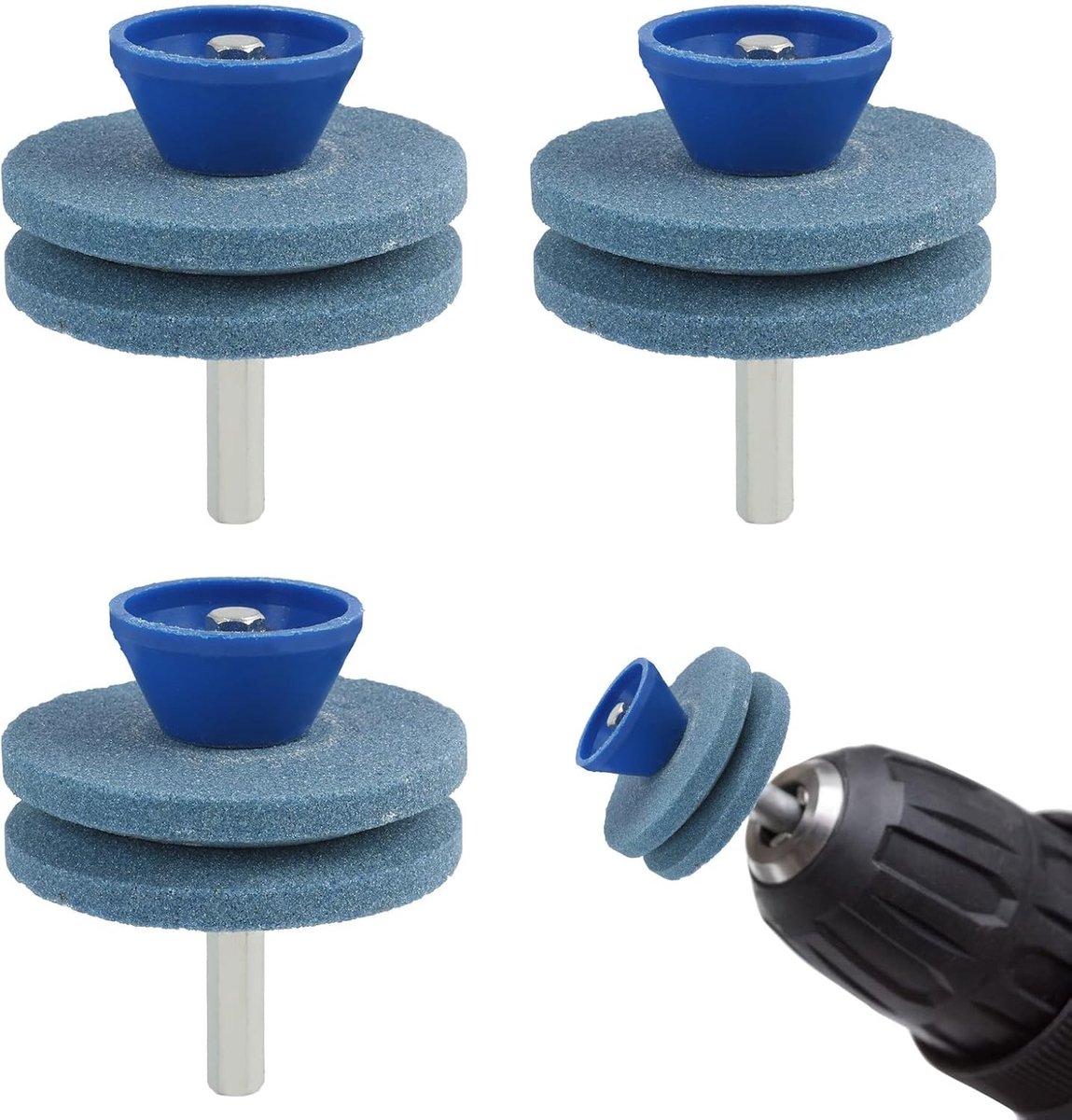 Set van 3 Grasmaaiers, Corundum Mes Slijper, Elektrische Handboor en Tuingereedschap Slijper voor Efficiënte Onderhoud en Verzorging van Tuinmachines