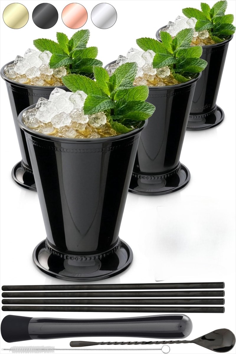 Mint Julep Cups Set van 2 - Cocktailbekers met Accessoires