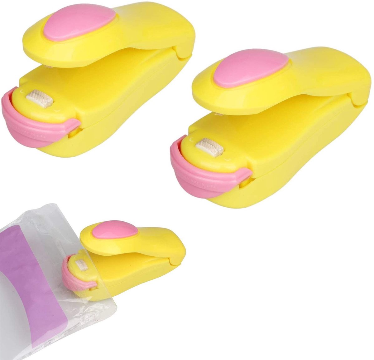 Mini Bag Sealer - Draagbare Handmatige Verpakking Sealer - Geel