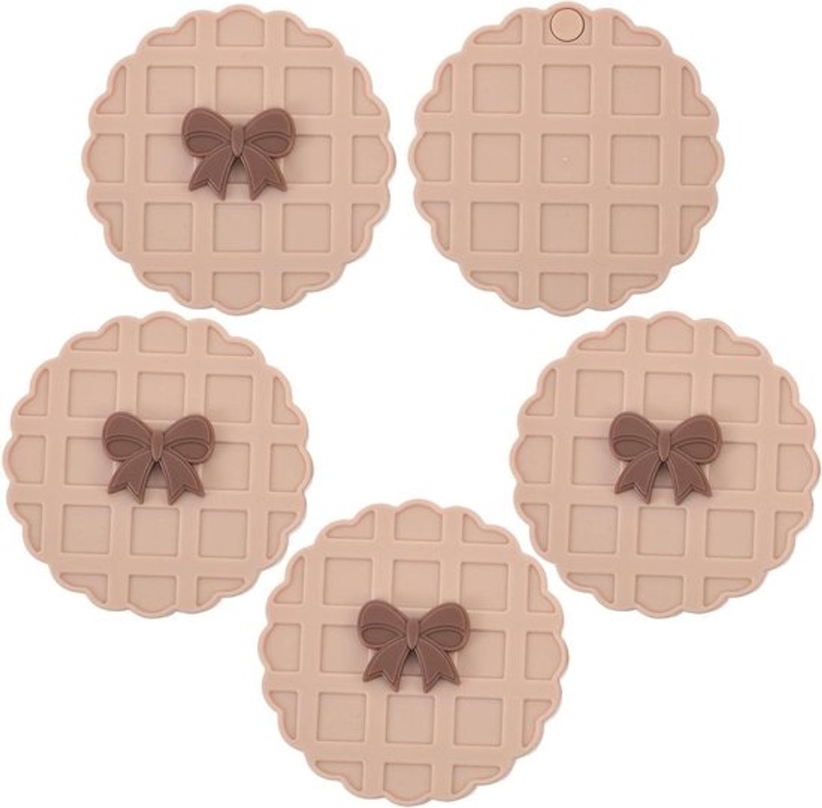 Make-up Spiegels - Handspiegel Set - Make-up Aanbrengen - Dubbelzijdig Roterend - 5 Stuks 7.8cm - Beige