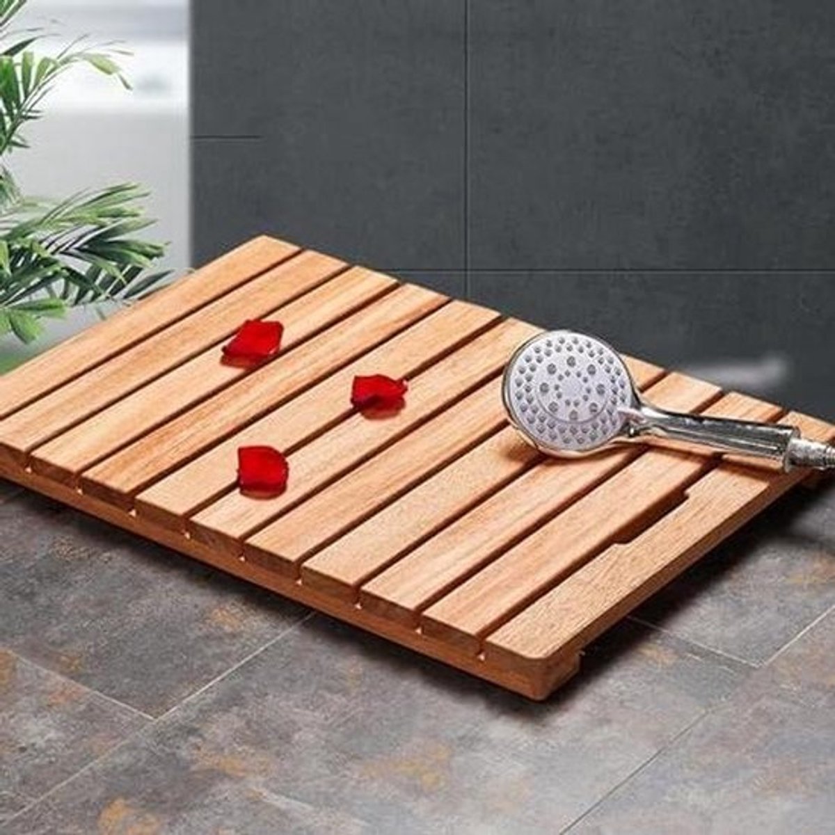 Bamboe badmat - Houten douchemat - Veilig douchen - Natuurlijk palissander hout - 40x50 cm - Natuurlijk hout