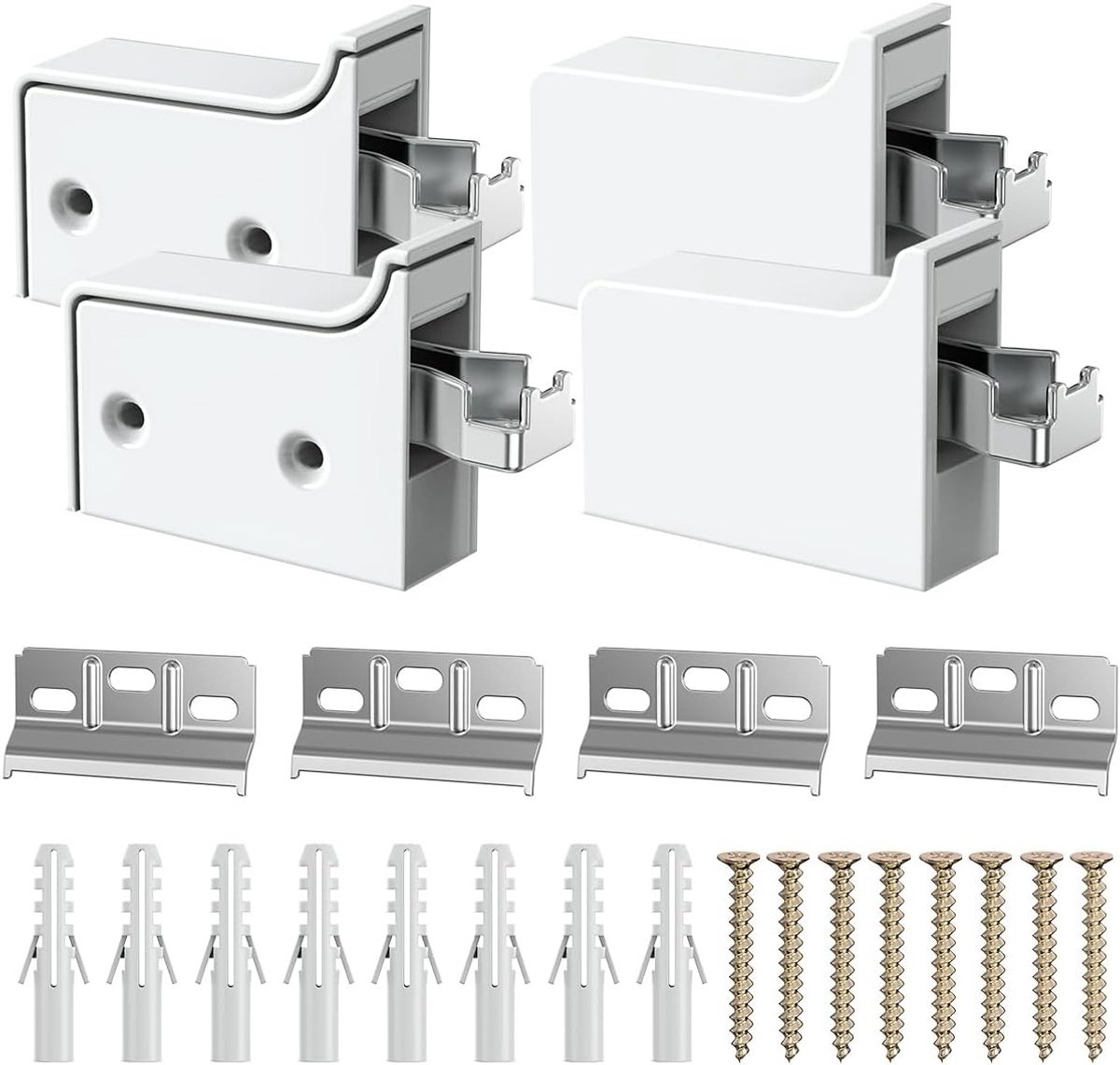 Verstelbare Wandbeugel voor Hangkast, Maximaal Draagvermogen 130 kg, Stevige Beugel voor Keuken, Badkamer en Woonkamer (8 Stuks, Wit) - Ideaal voor Opbergruimte en Organisatie