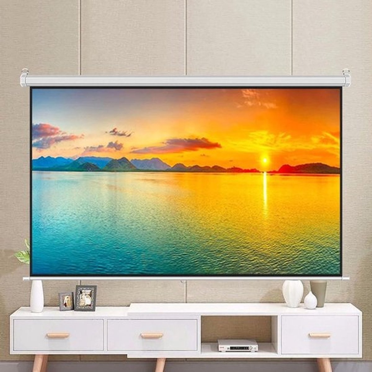 Intrekbaar Projectiescherm - Handmatig Scherm - Thuisbioscoop - Automatisch Vergrendelend - 60 inch 4:3 - Wit