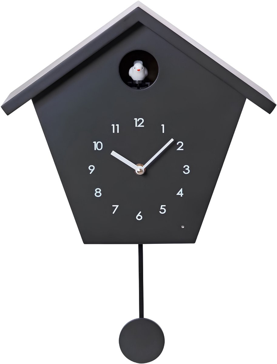 KIRA® Koekoeksklok Modern - Koekkoeksklok - Koekoeksklokken - Cuckoo Klok – Wandklok - Zwart - 12cm x 29cm x 25cm
