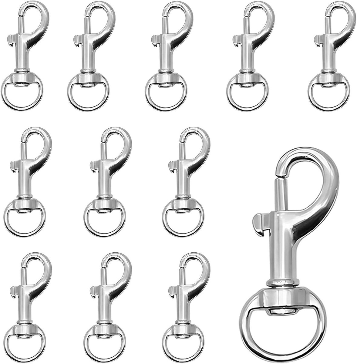 12 Stuks Sleutelhanger Clips met Draaihaak, Veiligheid Carabiner voor Hondenriemen en DIY Projecten