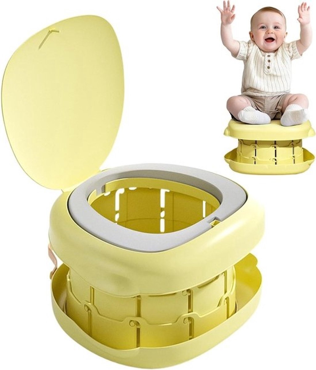 Opvouwbaar Trainingspotje - Draagbaar Kinderpotje - Zindelijkheidstraining - Met Anti-slip Pads - 32L x 31W cm - Meerkleurig