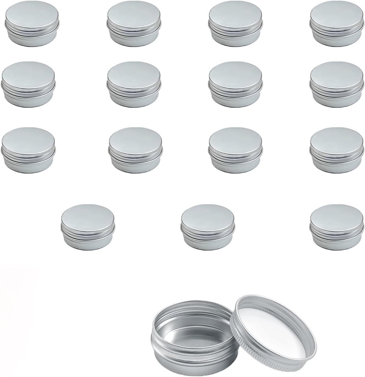 30 ml aluminium potjes, 16 stuks voor crèmes, lippenbalsem, kaarsen, DIY opslag en cosmetica