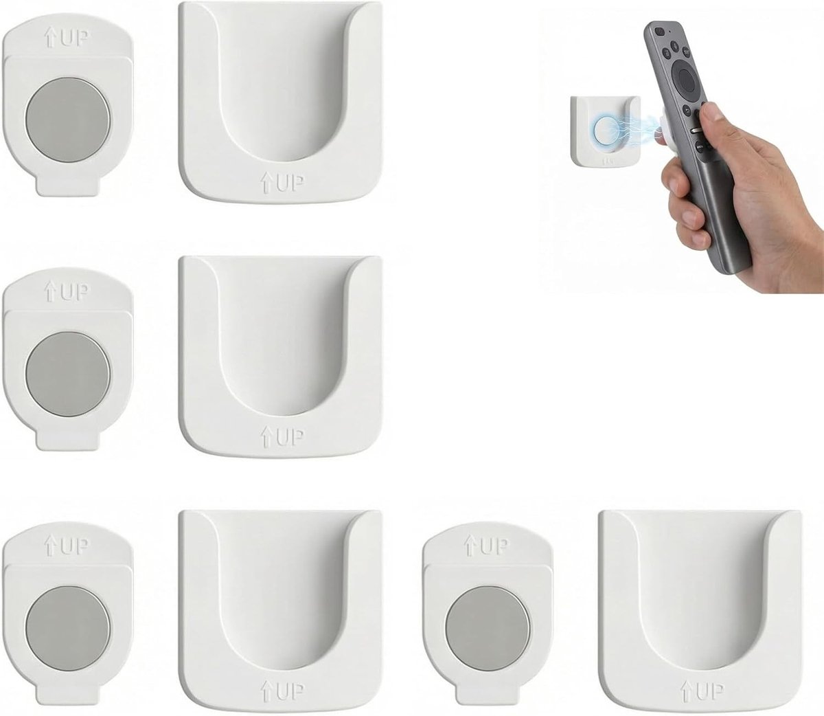 4-delige Magnetische Houder voor Afstandsbediening, Ideaal voor Thuis en Kantoor, Organiseer je Afstandsbedieningen met Stijl en Functionaliteit, Wit