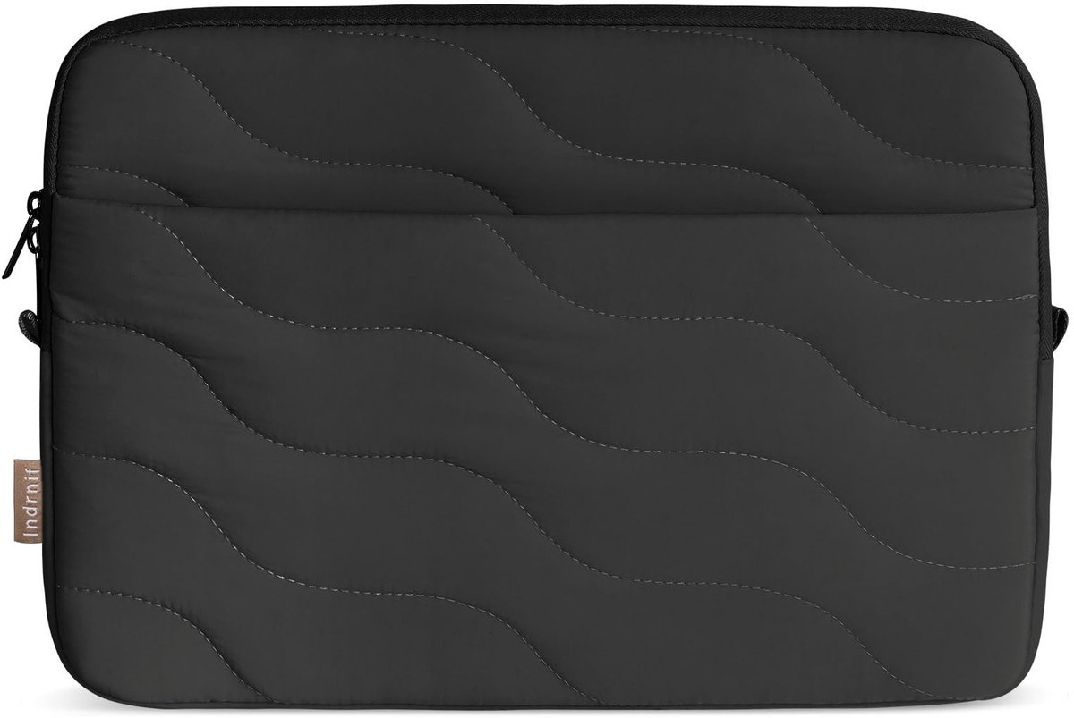 Laptoptas 14 Inch - Gewatteerd Zwart Met Vak
