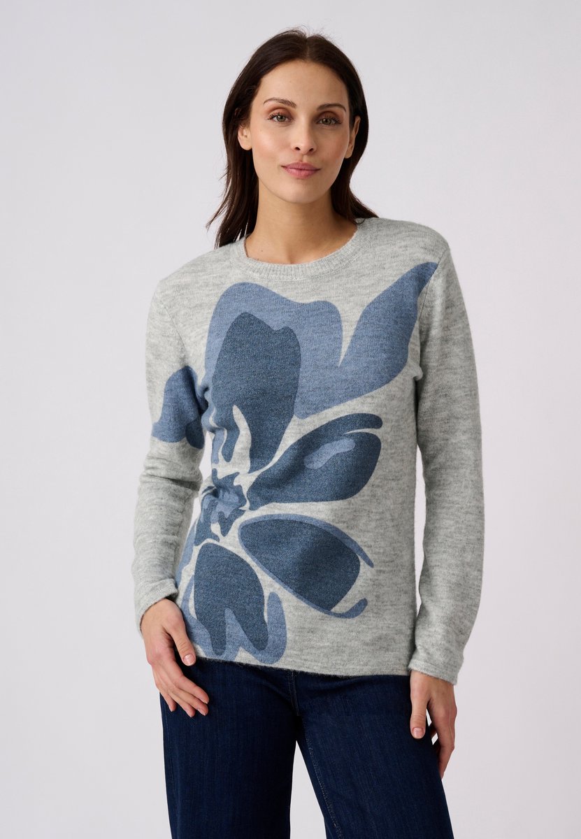 Damart - Zachte trui met print - Dames - Blauw - XL