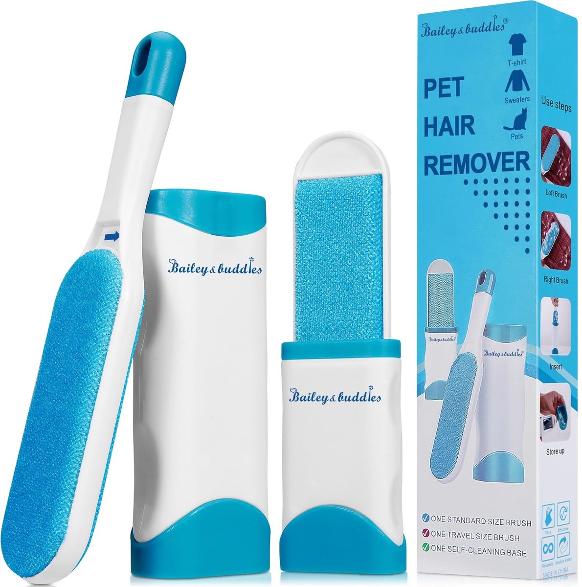 Dierenhaar Verwijderborstel - Blauw, Zelfreinigend en Herbruikbaar