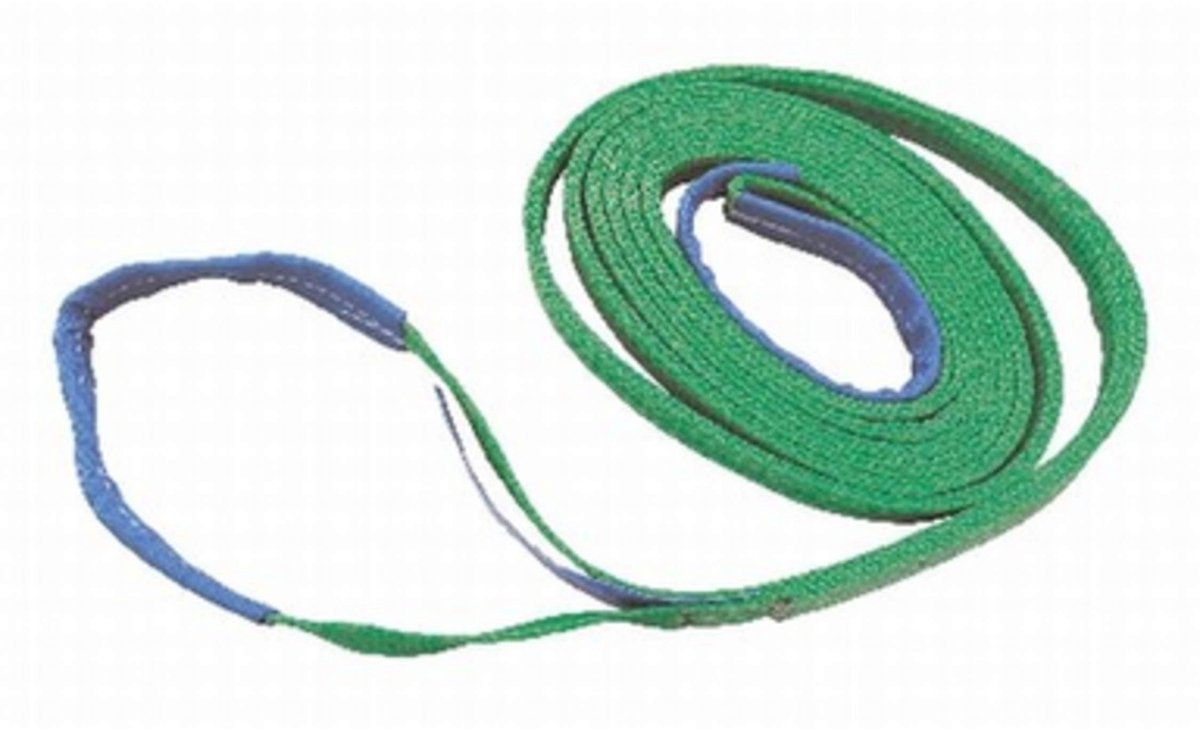 Lifting Strap - 6 m lang, groene kleur met eindlussen