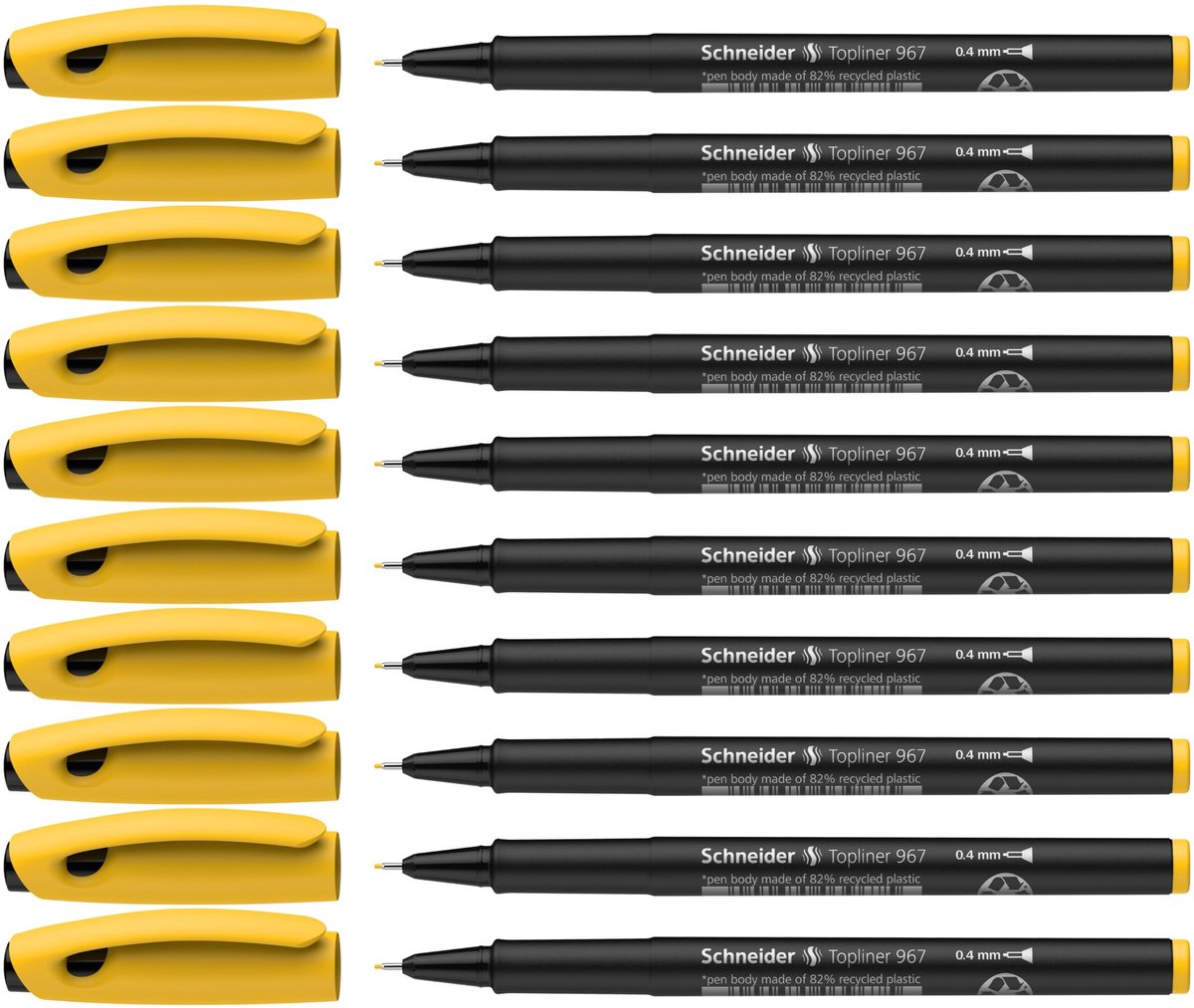 Fineliner Set van 10 - Geel - Voor Schrijven en Tekenen