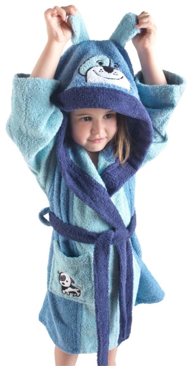 Kinderbadjas - 100% Katoen - Blauw
