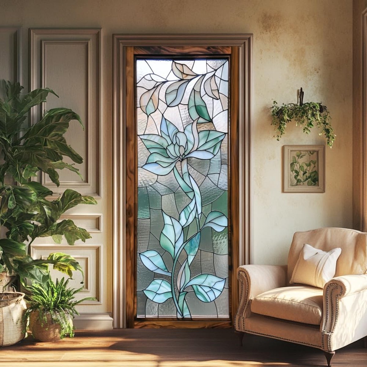 2 Stuks Zelfklevende Deurstickers - 3D Bloemenpatroon