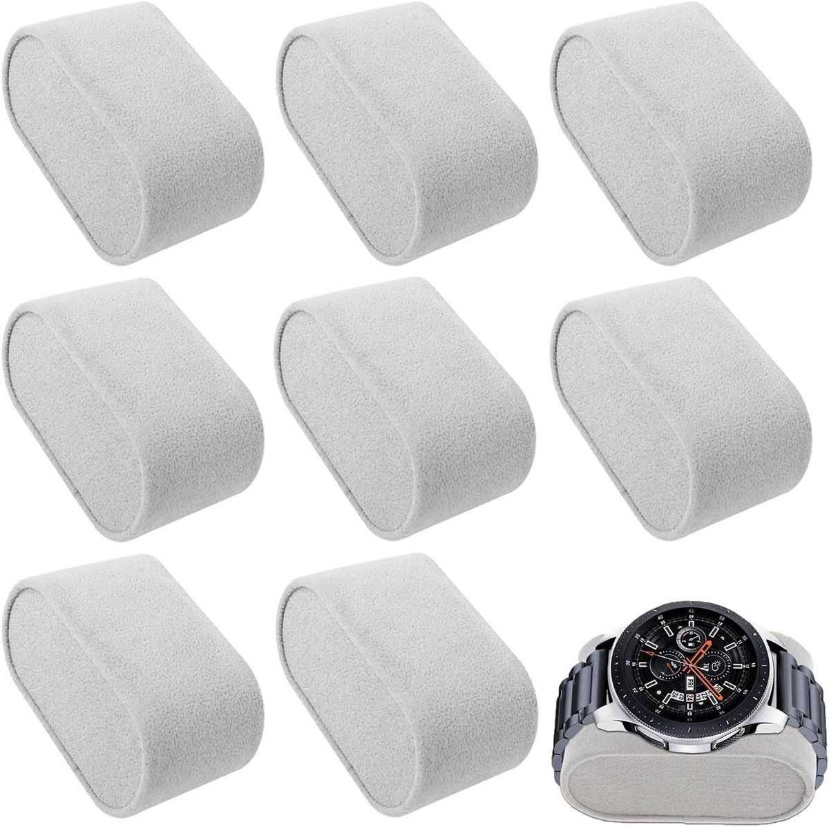 Set van 8 zachte opbergkussens voor horloges, sieraden en armbanden - Luxe displaykussens van faux velvet voor een stijlvolle presentatie