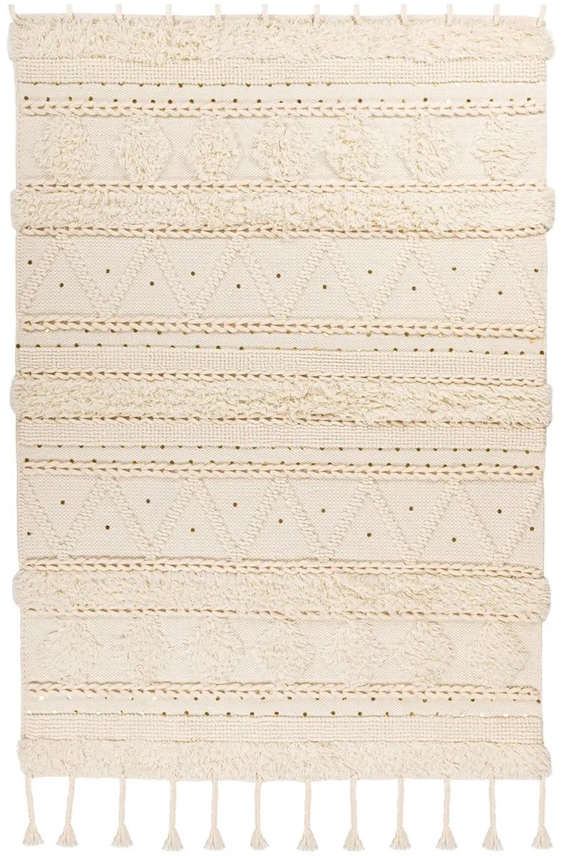 Dutch XXL Wollen Vloerkleed | Tapijt | Bohist | Geometrisch | Crème | 160x230 cm