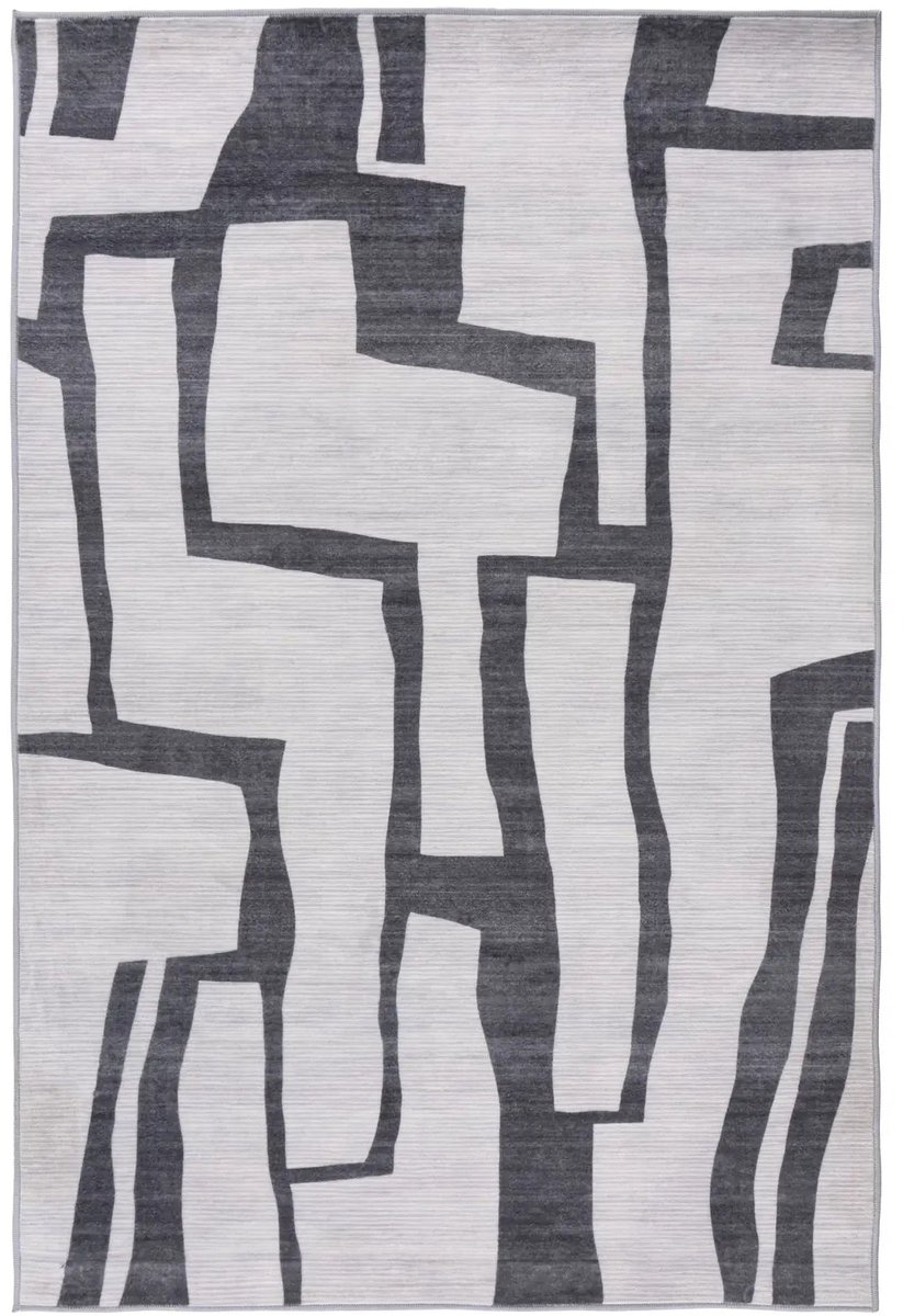 Dutch XXL Wasbaar Vloerkleed | Tapijt | Vegas | Lijnen | Zilver | 160x230 cm