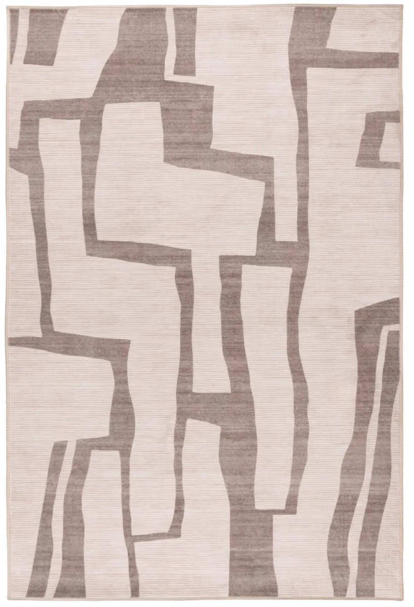 Dutch XXL Wasbaar Vloerkleed | Tapijt | Vegas | Lijnen | Taupe | 80x150 cm