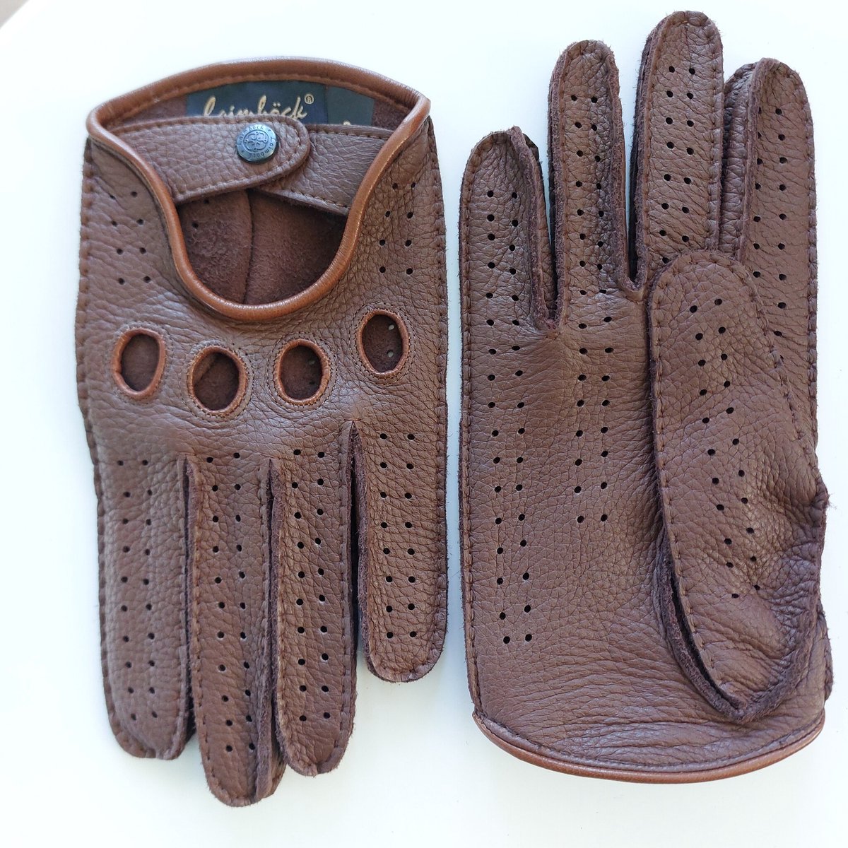 Laimböck Buxton - Exclusieve leren heren autohandschoenen Kleur: Cognac, Maat: 9.5