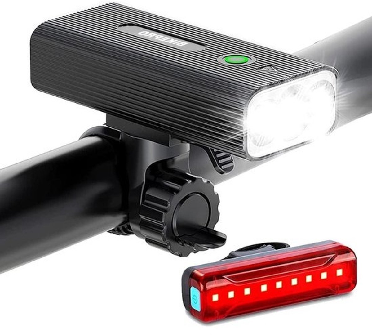 LED Fietsverlichting Set - Fietslampen Koplamp Achterlicht - Veilig Fietsen - 600 Lumen Zichtbaar - Tot 400m Zicht - Zwart