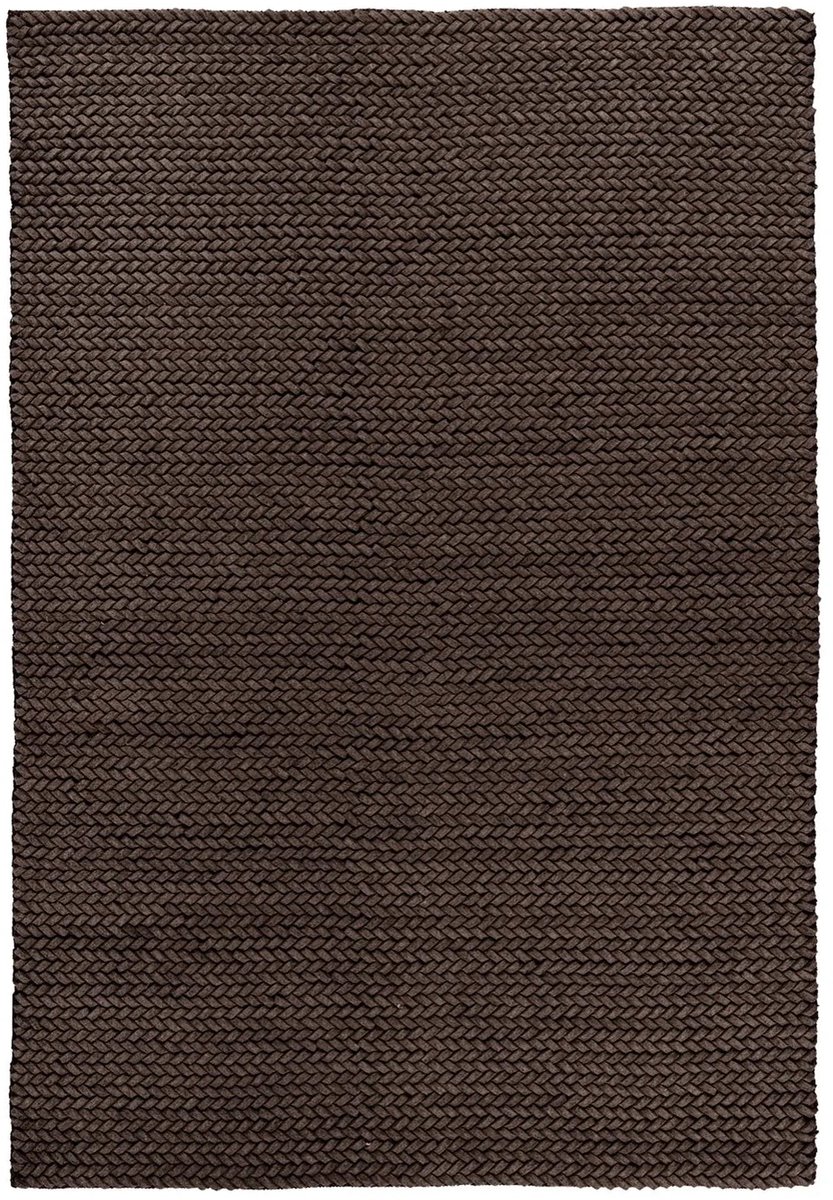 Wollen Vloerkleed | Tapijt | Robbie | Gevlochten | Bruin | 120x170 cm