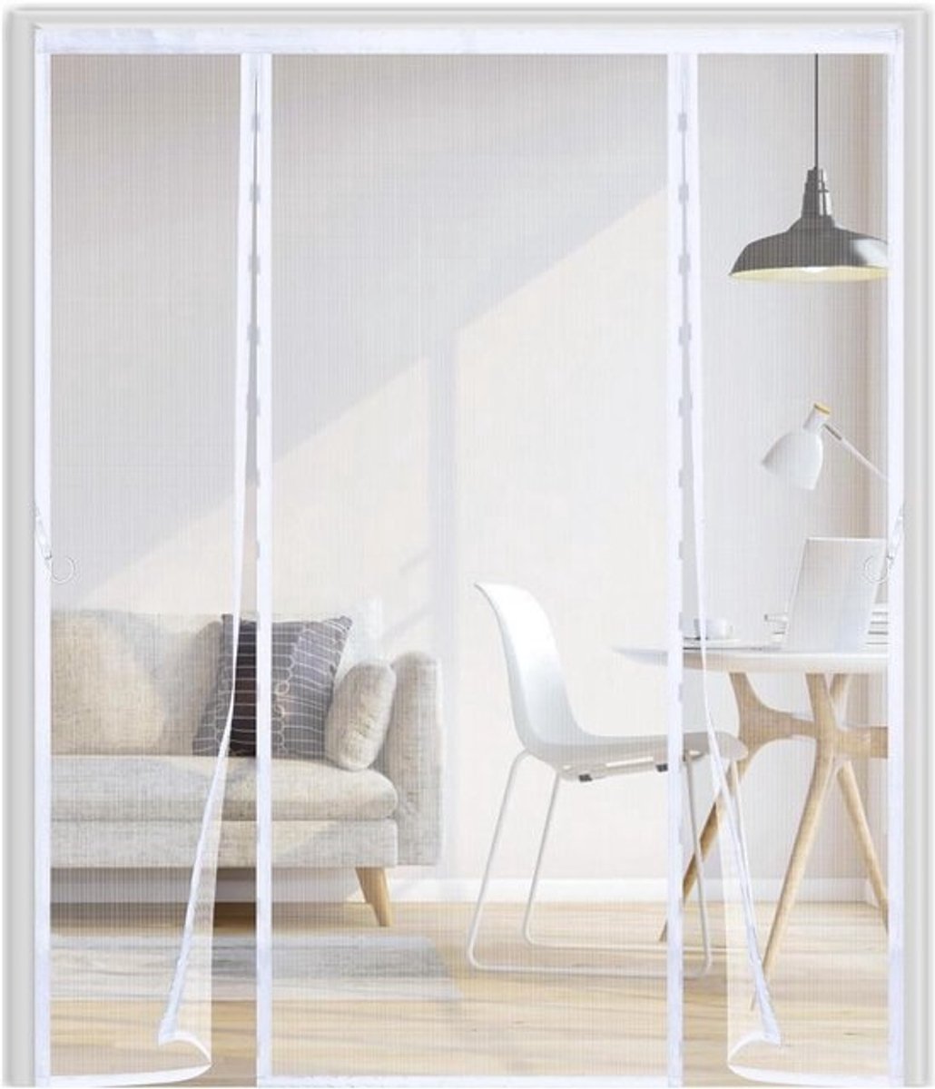 Magnetische Deurhor - Vliegendeur Horren - Insecten Buiten Houden - Dubbel Deur Ontwerp - 220x230cm - Wit