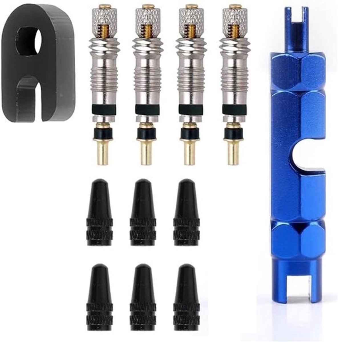 Fietsventiel Reparatie Set - Ventielinzetstukken Kit - Fietsbanden Repareren - Universele Pasvorm - 11 x 83 x 12 cm - Zilver