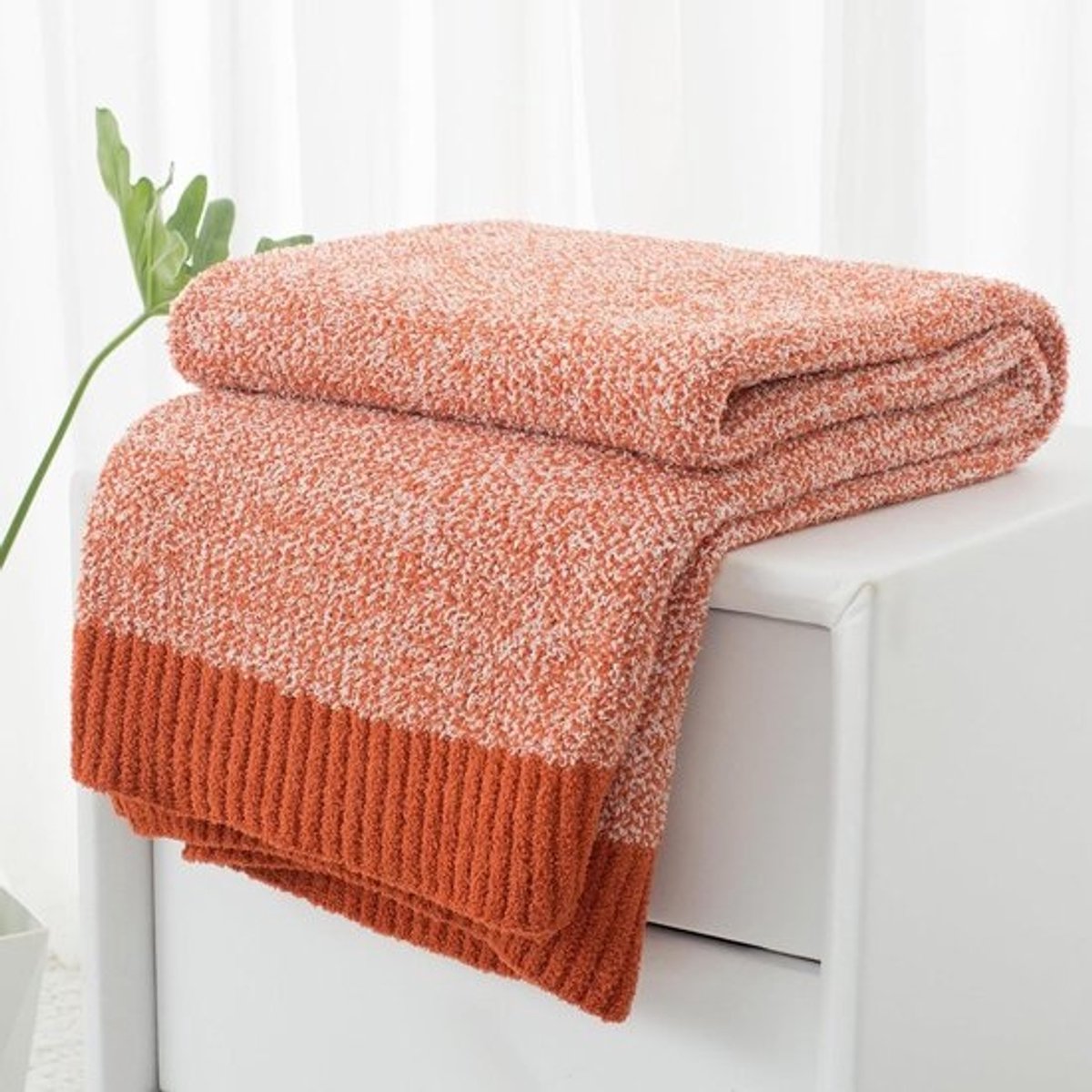 Heather Throw Deken - Plaid Sprei - Bank en Bed - Omkeerbaar Breipatroon - 127x152cm - Rust