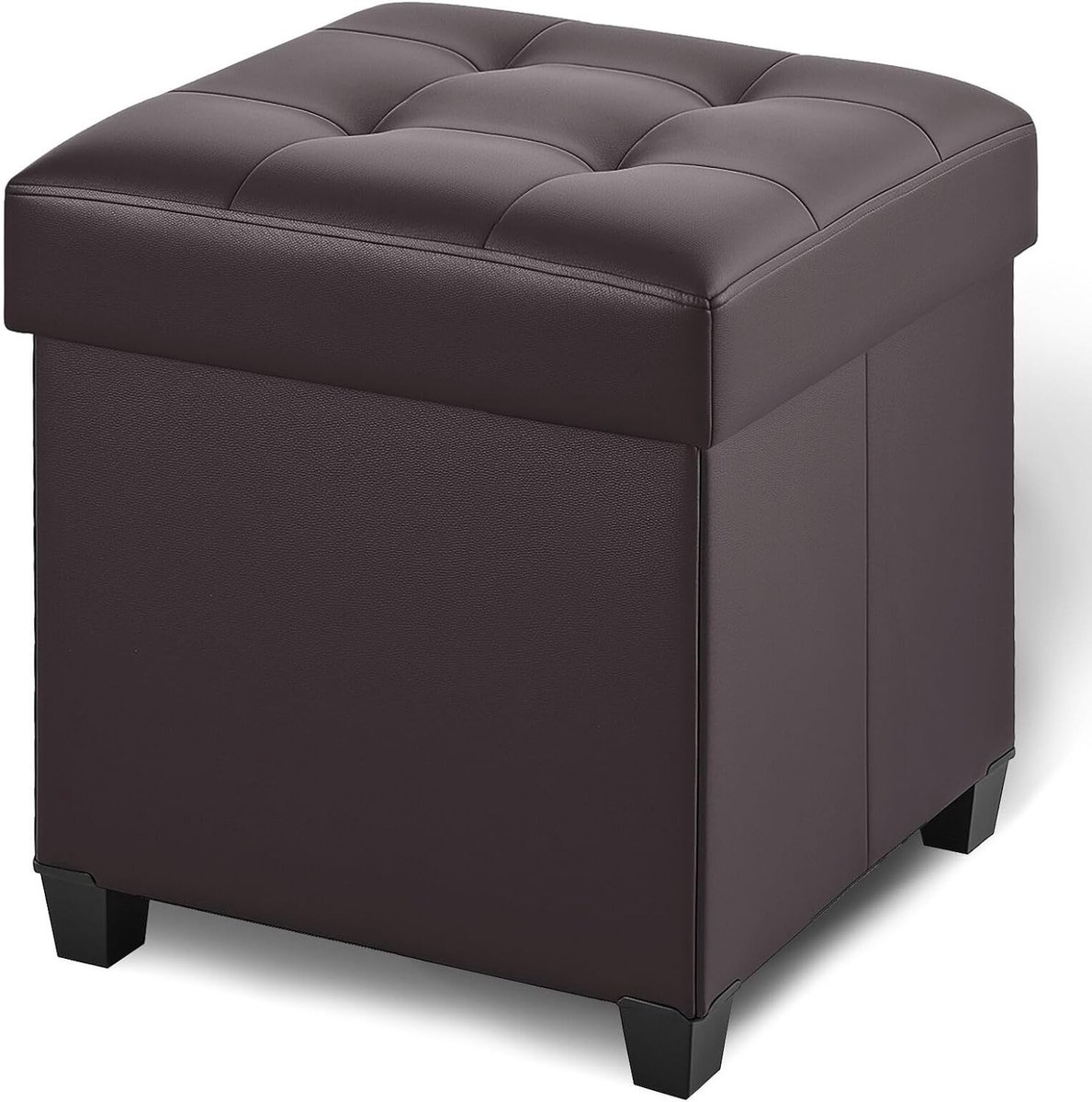 Stijlvolle 45 x 45 x 20 cm Opvouwbare Poef met Opbergruimte en Deksel voor Woonkamer en Slaapkamer, Bruin Kleur Cube Stoel