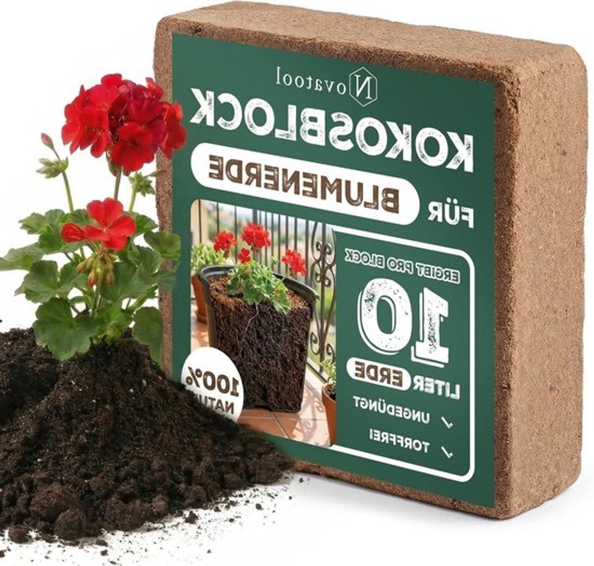 Kokosblok Humussteen - Kokosaarde Zak - Planten Verzorgen - 10 Liter Volume - 19 x 18 x 5 cm - Bruin