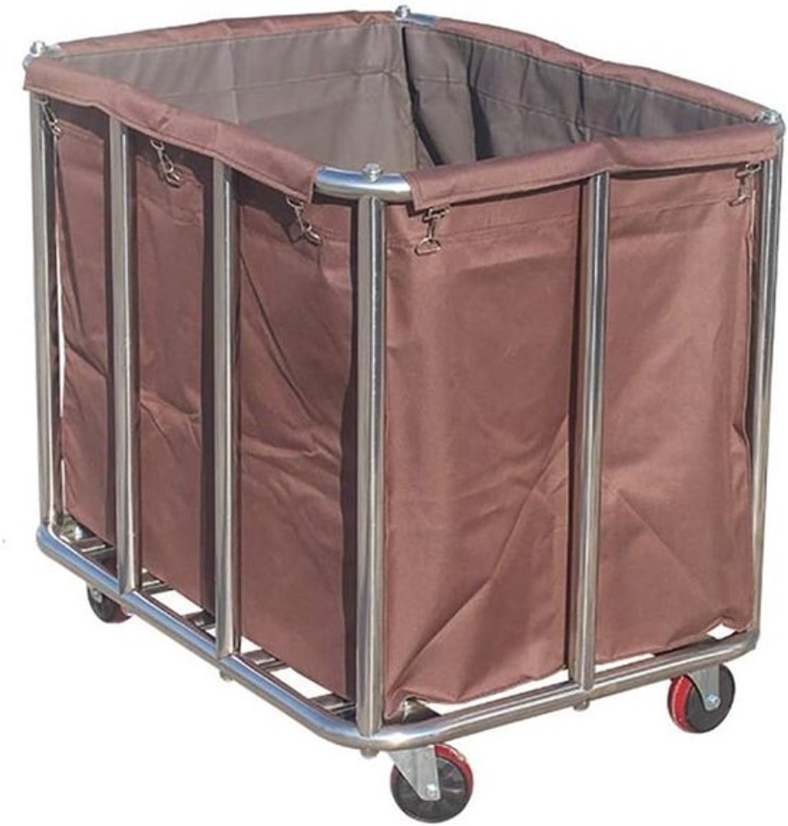 Sorteerwagen Wasmand - Waswagen Rolbaar - Huishoudelijk Organiseren - Afneembare Waszakken - 90x65x81Cm - Koffie