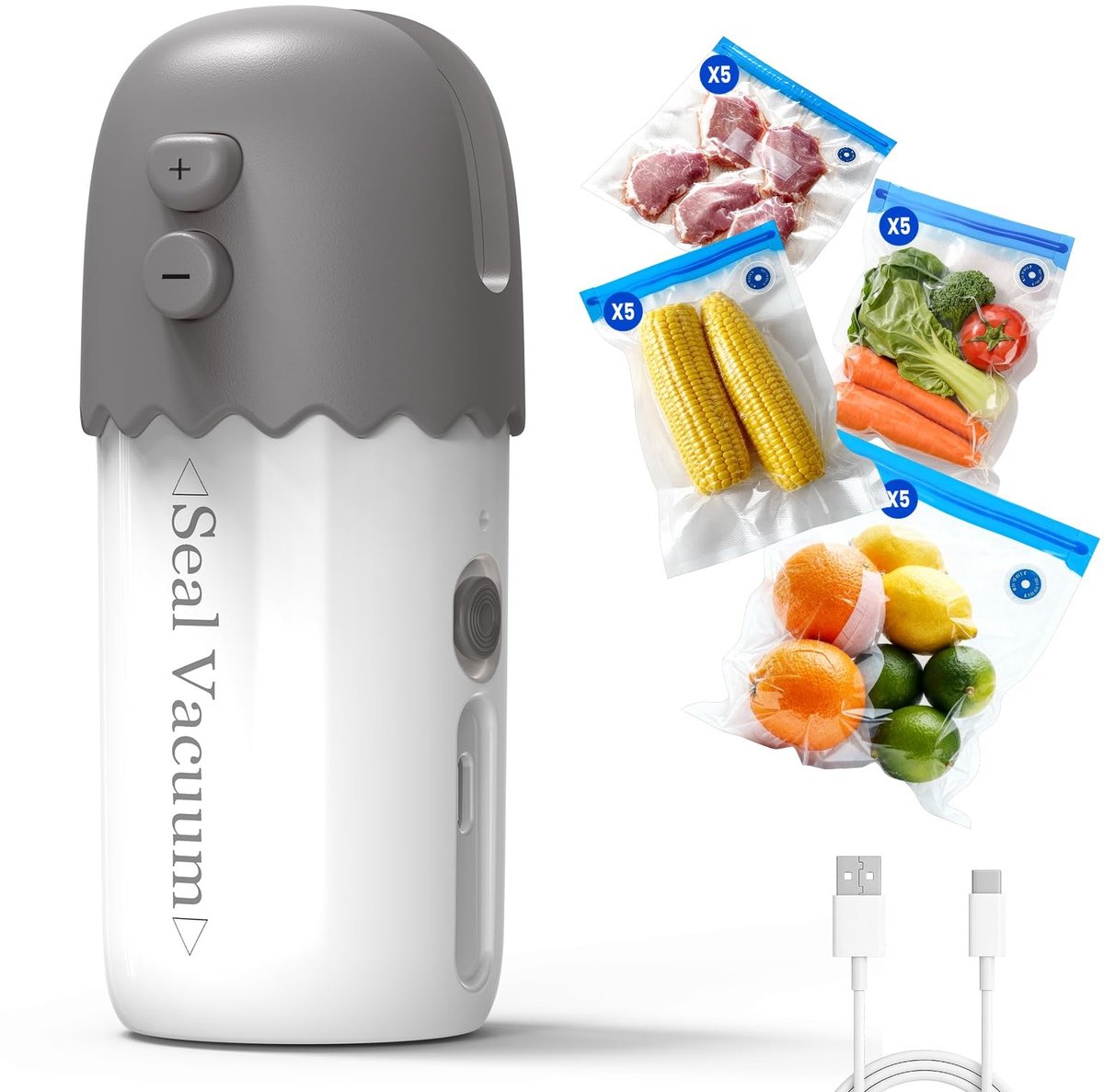Handige Vacuum Sealer - met 20 Herbruikbare Zakjes