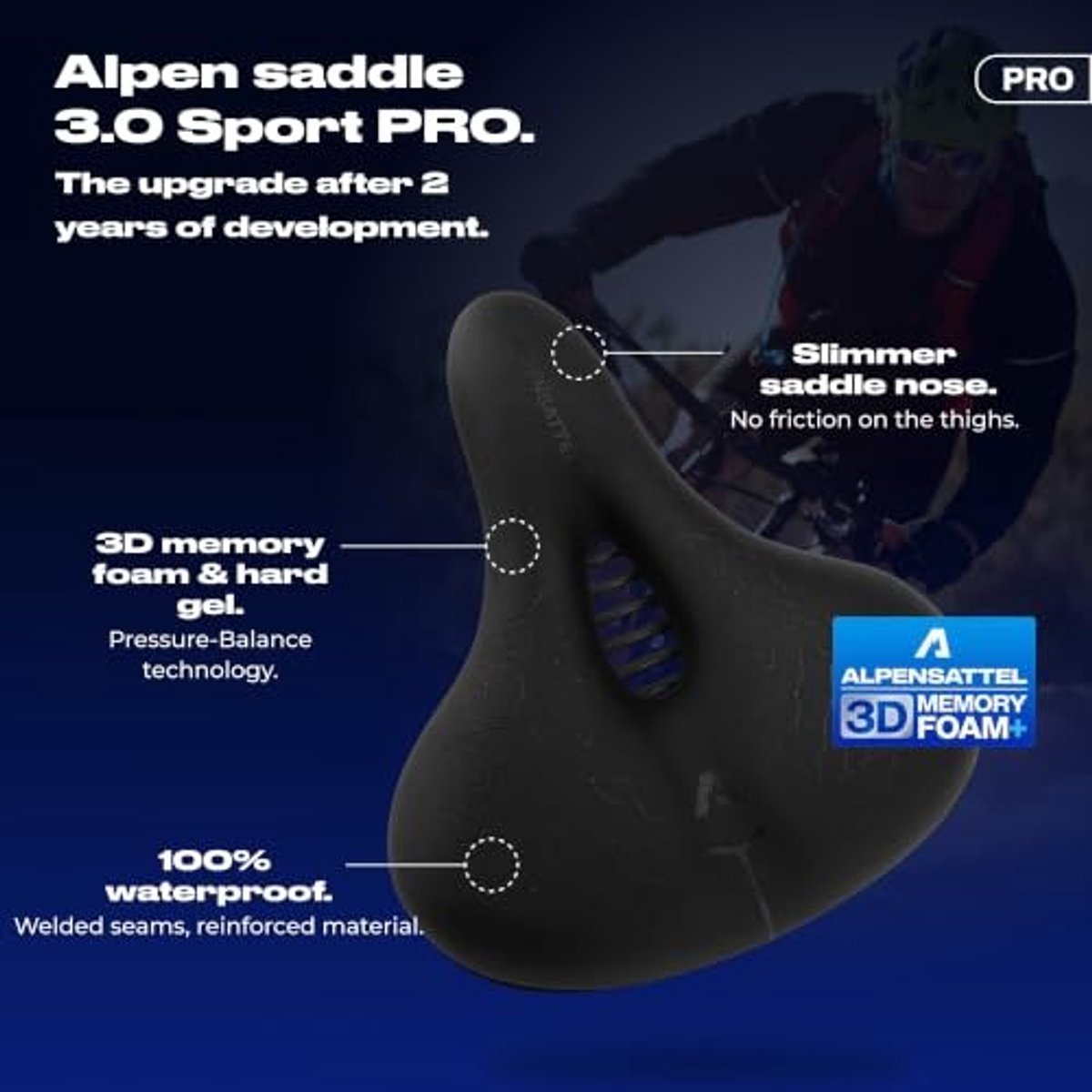 Ergonomische Fietszadel - 3D Geheugenschuim - Comfort Pro Zwart