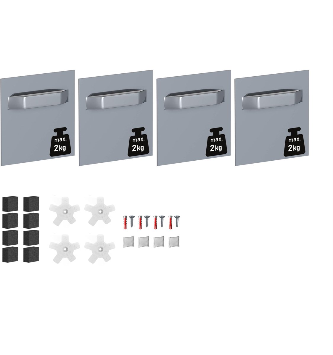 Dibond Hanger Set 70×70 mm - Set van 4 met bevestigingsmateriaal