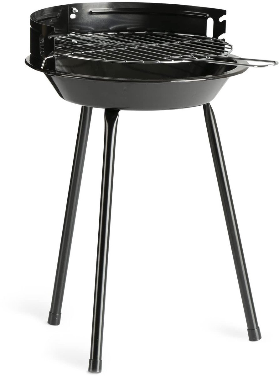 Mobiele Ronde Houtskoolgrill - Geschikt voor 2 tot 3 Personen - Ø 27 cm - Zwart