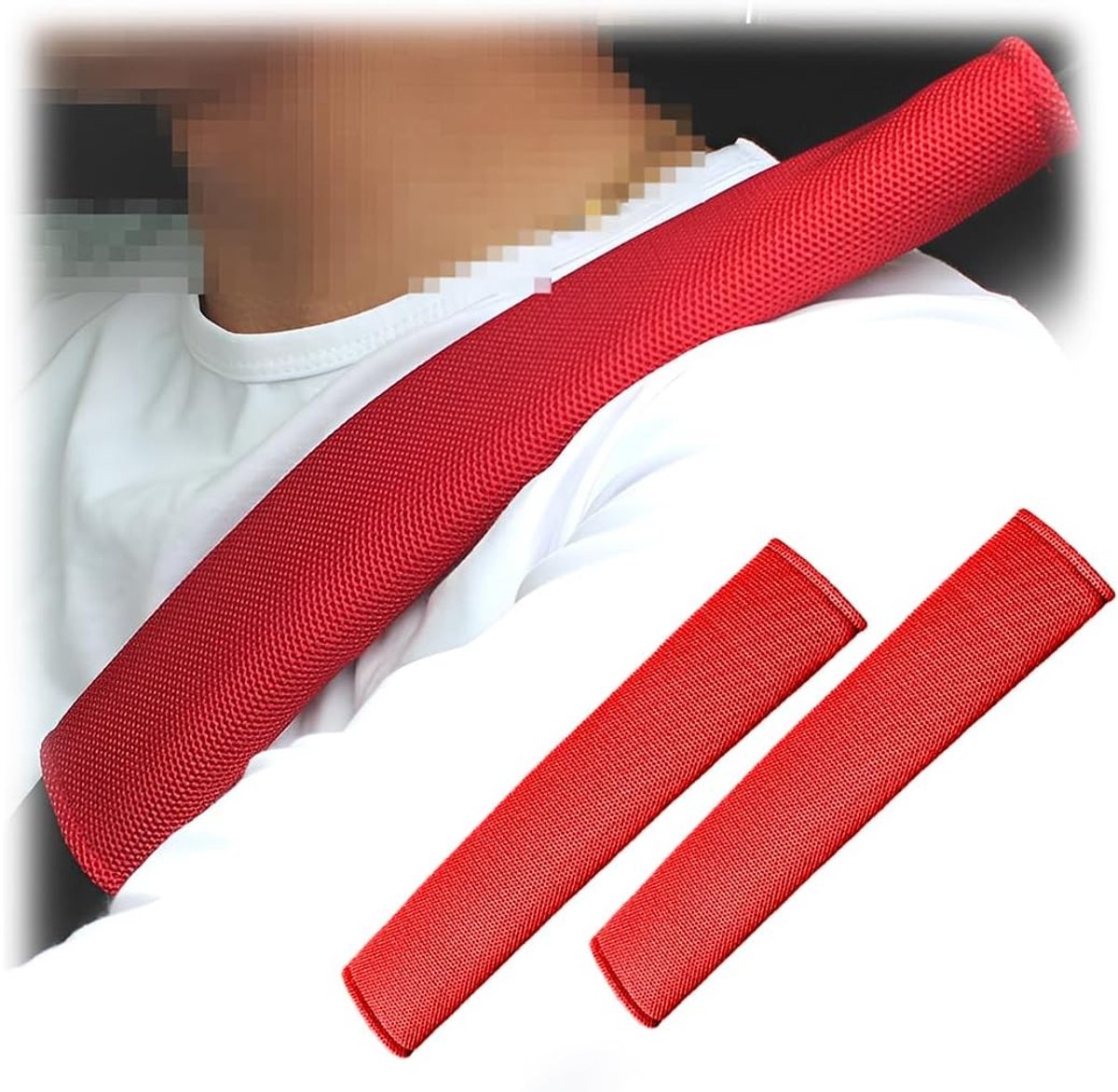 Zachte en Comfortabele Zittingriem Kussen, Multifunctionele Bescherming voor Kinderen en Volwassenen, Rood, Ideaal voor Lange Rit en Veiligheid