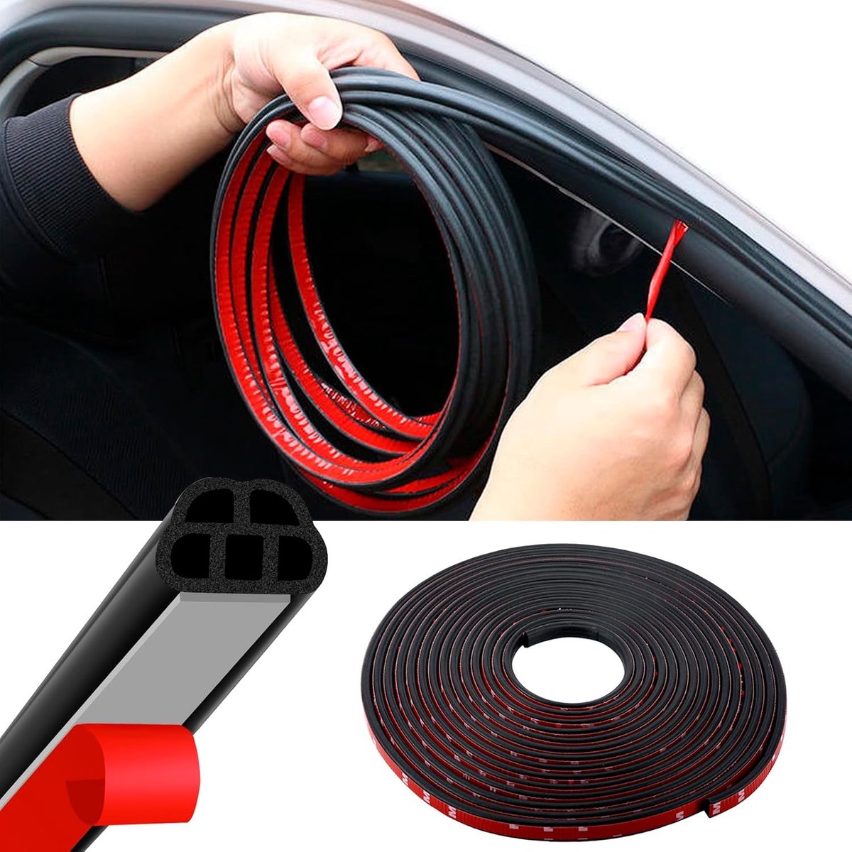 10 Meter Rubber Dichtstrip voor Autodeuren, Extra Dikke B-Vormige Anti-Collisiestrip, Waterdichte Bescherming en Geluidsisolatie voor de Meeste Voertuigen