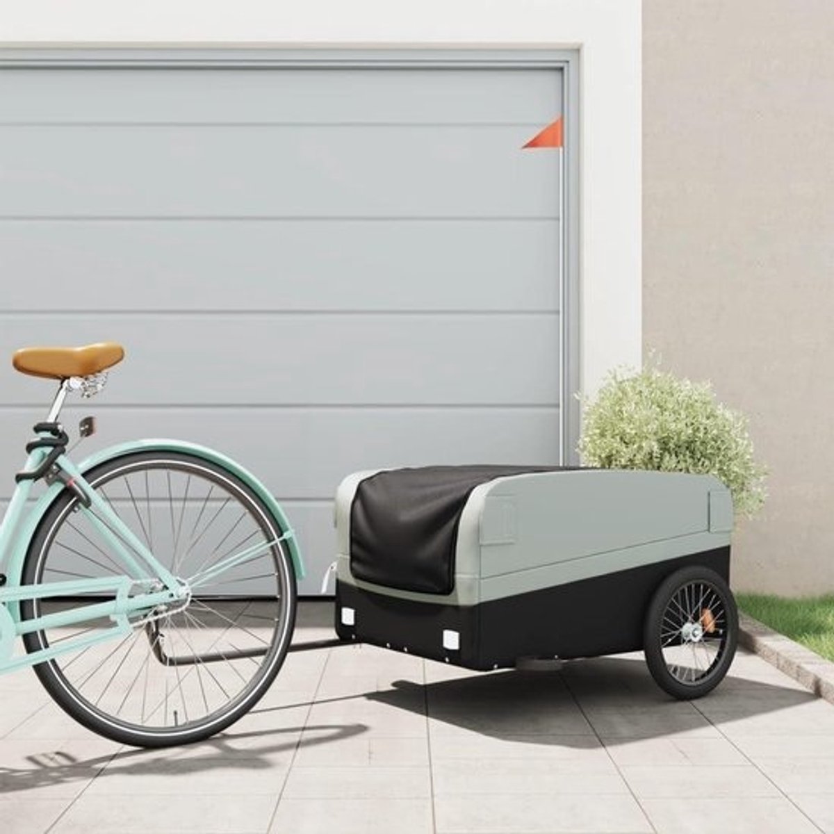 Fietskar - Bagagewagen fiets - Zware goederen vervoeren - Stevig ijzeren frame - 45 kg capaciteit - Zwart grijs
