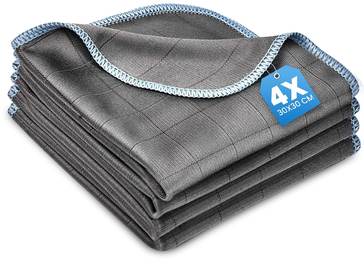 Microvezel Raamdoek - Carbon - Pluisvrij & Streeploos - Voor kristalheldere ruiten - 30x30 cm