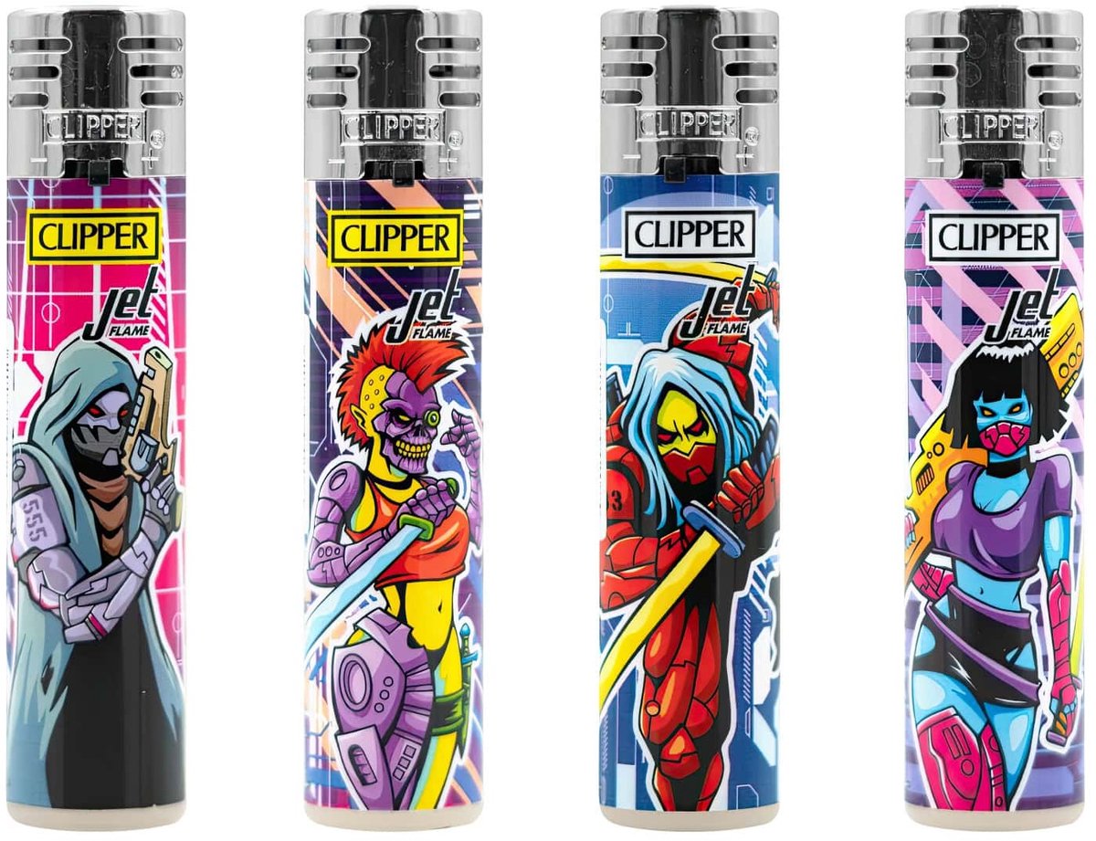Clipper JetFlame Aanstekers "Cyborg Assassin" (4 stuks)