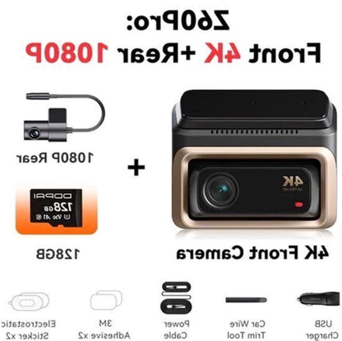 Dashcam Auto – Videorecorder – Rijcamera – Auto Camera – Dual Lens – 4K Front + Full HD Achter – Sony STARVIS Sensor – 5GHz Wi-Fi & ADAS Veiligheidsfunctie