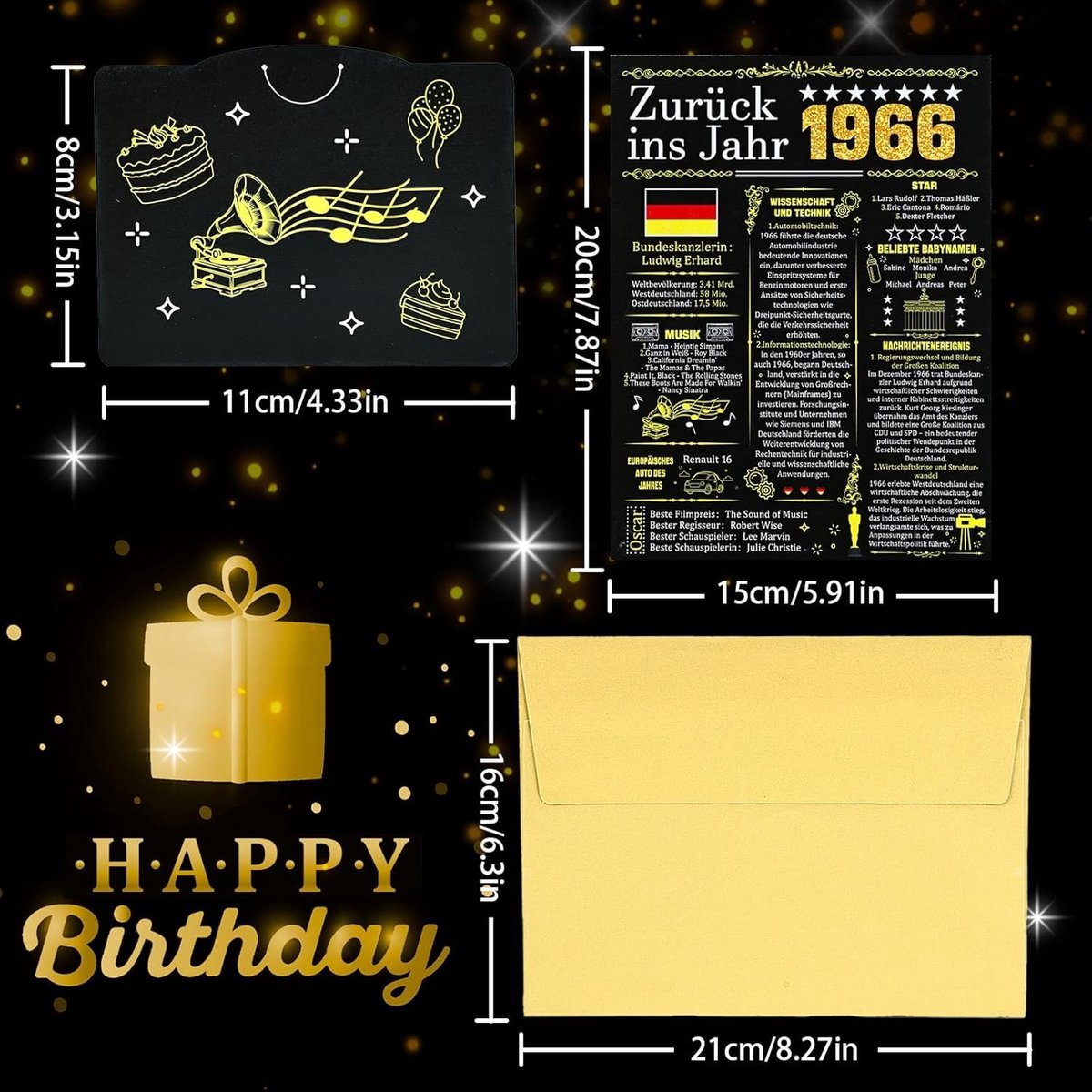 60ste Verjaardag Kaart, 1966 Jubileum Kaart, 3D Pop-Up Wenskaarten met Envelop, Unieke Verjaardagscadeaus voor Echtgenoot en Echtgenote