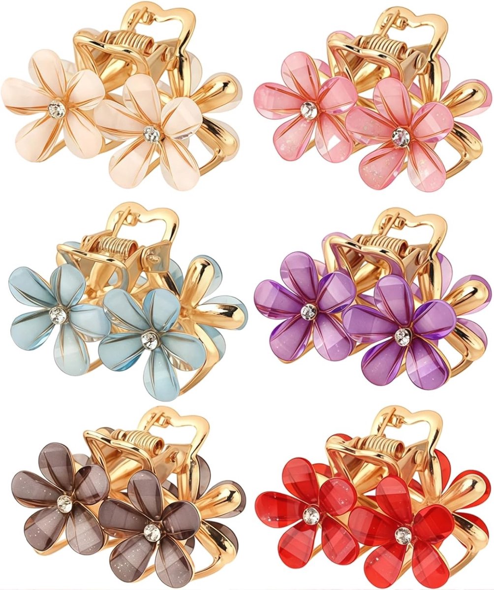 Kleine Haarklammern met Bloemenmotief voor Vrouwen, Fester Houding voor Bruiloften, Feestjes en Dagelijks Gebruik (4.5 CM)