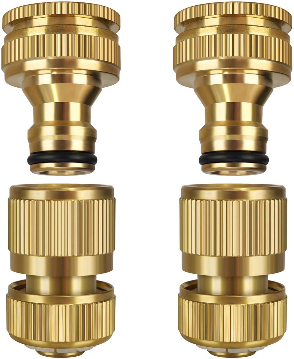 Tuinslang Connector Set - Messing 2-in-1 1/2 en 3/4 Inch