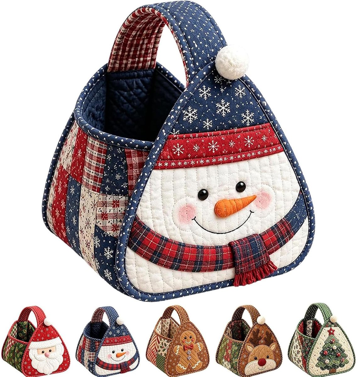 Casalola – Kerstthema DIY Borduurpakket – Handgemaakte Cadeaus Naaien – Borduurpakket voor Beginners – Kerstborduurwerk – Kerstopbergmand – Opbergmand voor Kerstdecoratie—sneeuwman