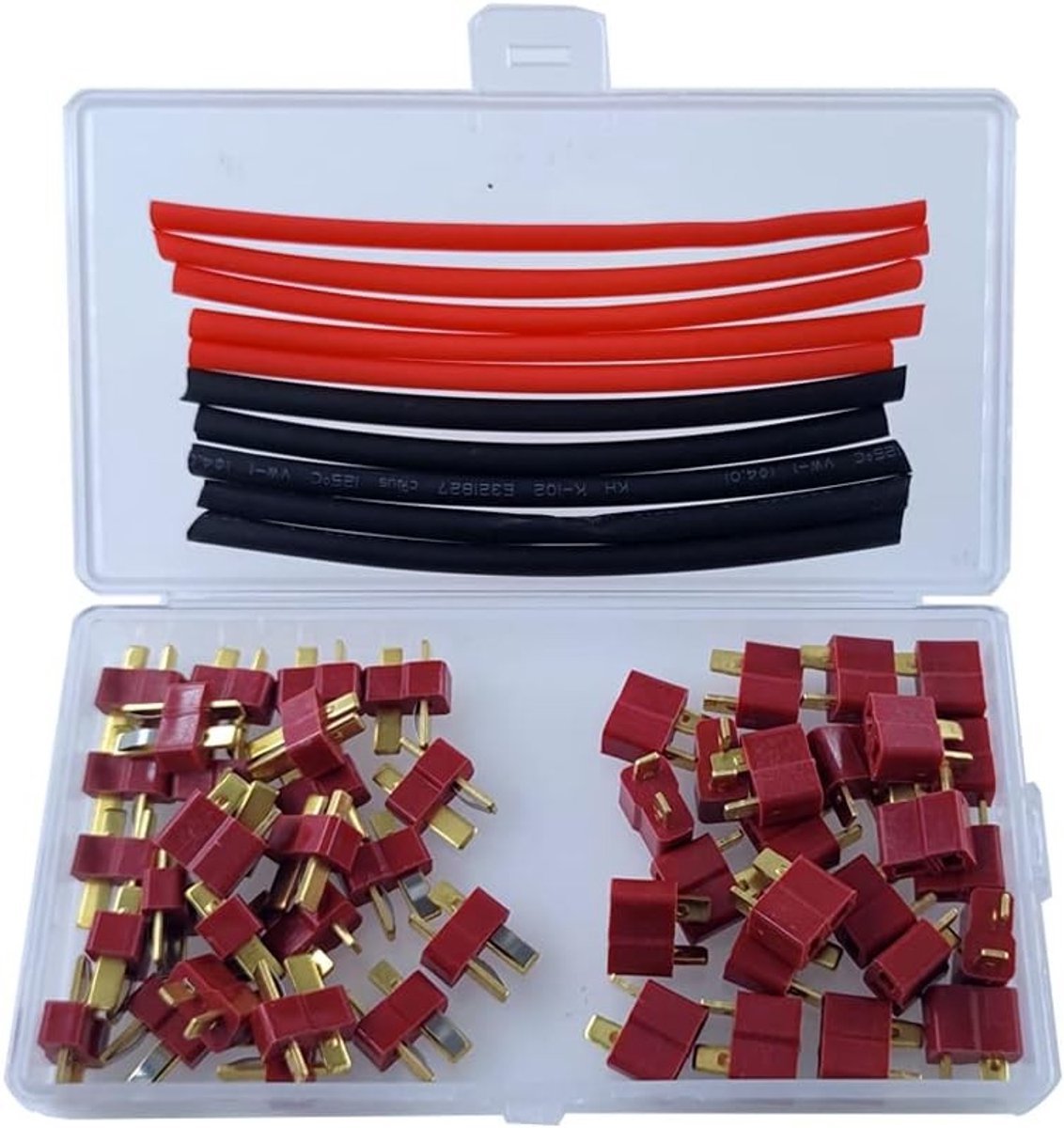 25 Paar T Male Female Plug Connectors Adapter met 1m Krimpkous, T-Plug Connectoren voor RC Lipo Batterij en Drone Toepassingen